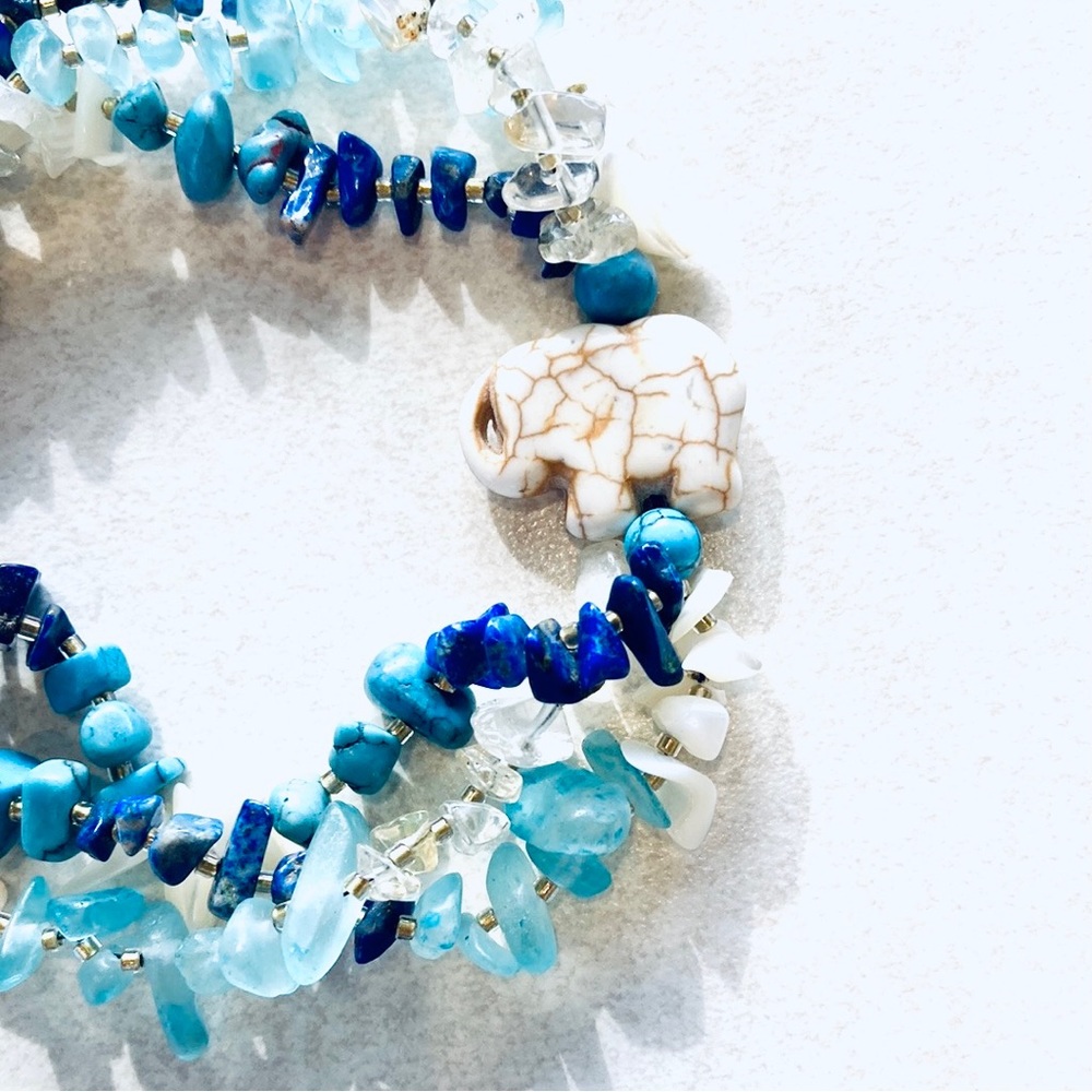 Mediterranean Blue Elephant Handmade Gemstone  Bracelet